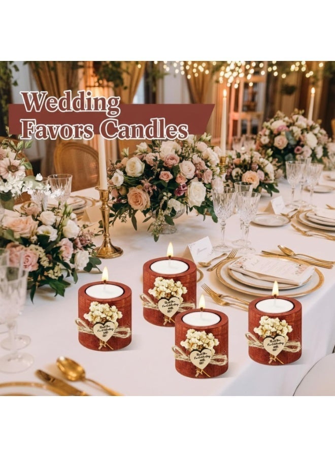 Bukela 6 Pcs Rustic Wedding Favor Candle Holders Bridal Shower Favors Candles Party Wooden Gifts Souvenirs for Guest Romantic Decorations (Dark Brown) - Image 4